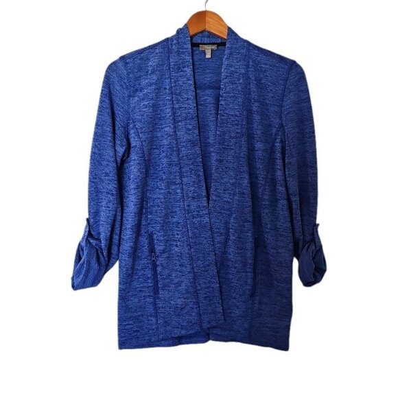 T By‎ Talbots Jacket Blue Size XS Open Front Sweatshirt  Roll Sleeve - Picture 3 of 10
